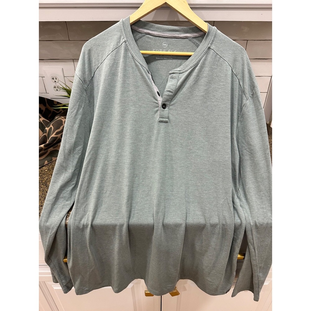 Free Fly Bamboo Performance Henley Shirt Size 3XL green Long Sleeve‎